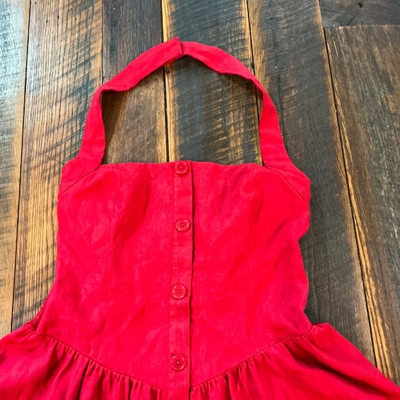 Reformation Mariela Linen Mini Dress Lipstick Red 12 NWT - Picture 6 of 13